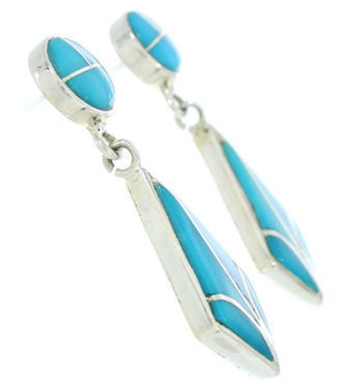 Southwest Turquoise Inlay Post Dangle Earrings BW74225